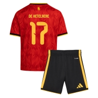 Camiseta Bélgica Charles De Ketelaere #17 Primera Equipación Replica Mundial 2026 para niños mangas cortas (+ Pantalones cortos)